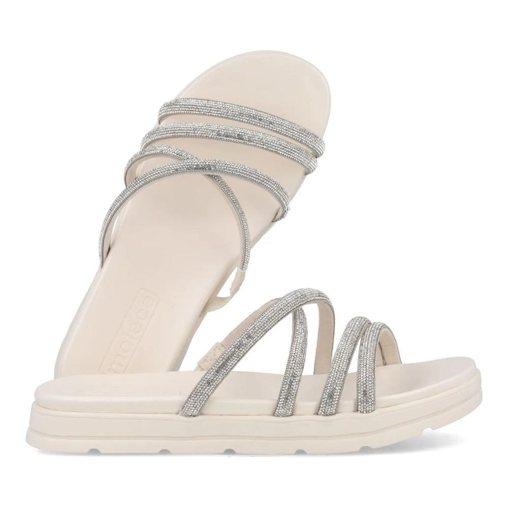 Tamanco Moleca Tiras Finas Strass Feminino Off White 7