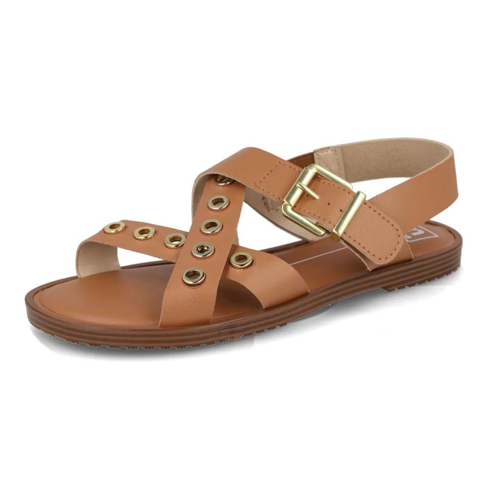 Sandália Moleca Tiras Cruzadas Feminina Marrom 5