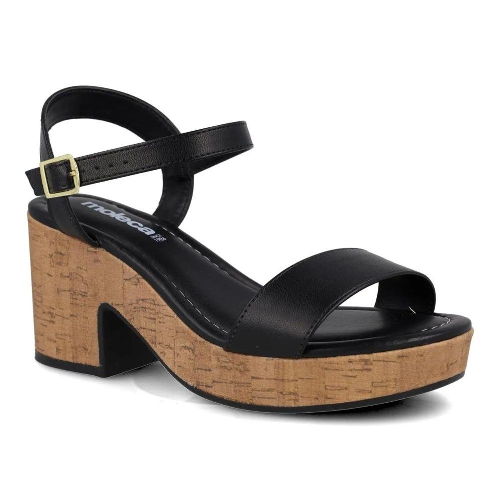 Sandália Moleca Salto Bloco Plataforma Feminina Preto 3