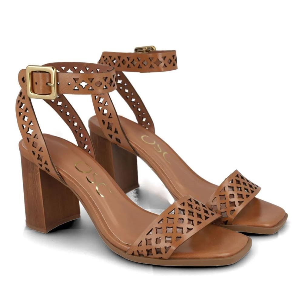 Sandália Osc Recorte Vazado Feminina Marrom 4
