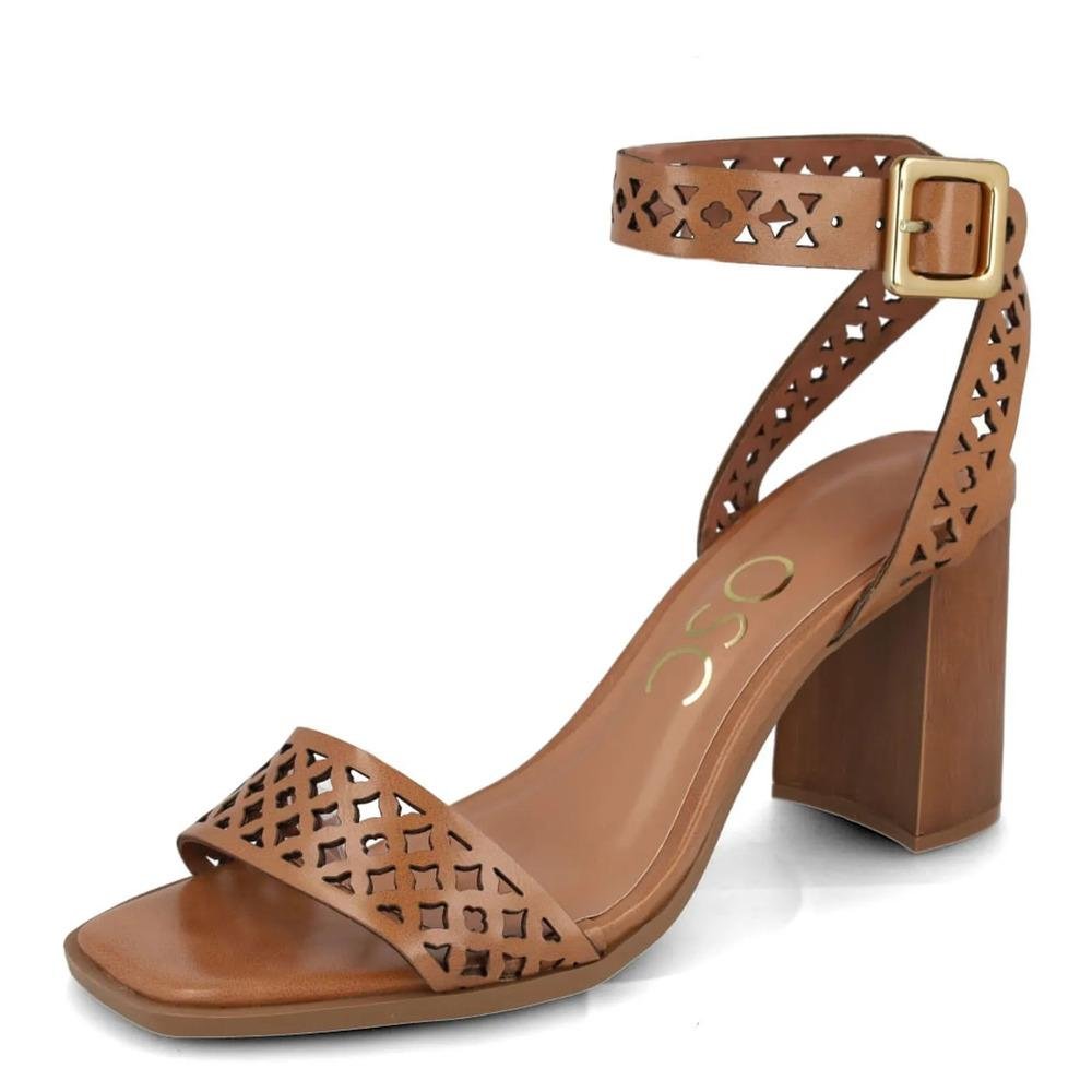 Sandália Osc Recorte Vazado Feminina Marrom 5