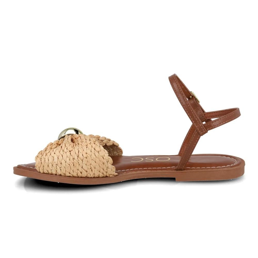 Sandália Osc Rasteira Trançada Feminina Marrom/Bege 2