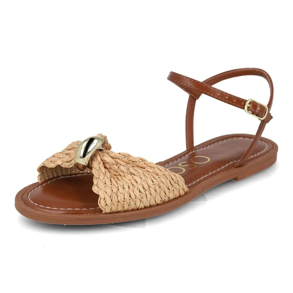 Sandália Osc Rasteira Trançada Feminina Marrom/Bege 5