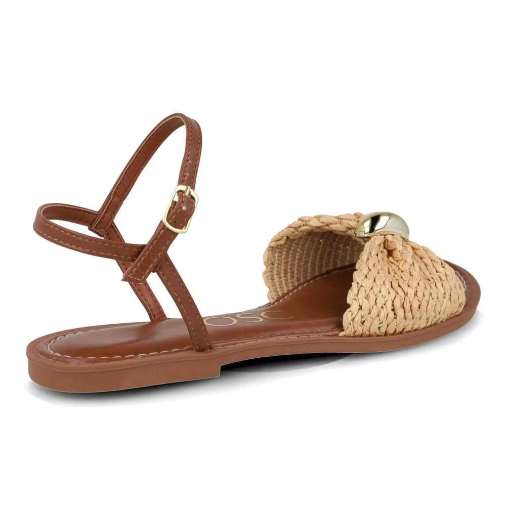 Sandália Osc Rasteira Trançada Feminina Marrom/Bege 6