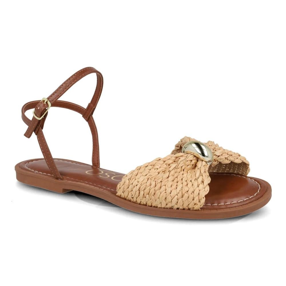 Sandália Osc Rasteira Trançada Feminina Marrom/Bege 4