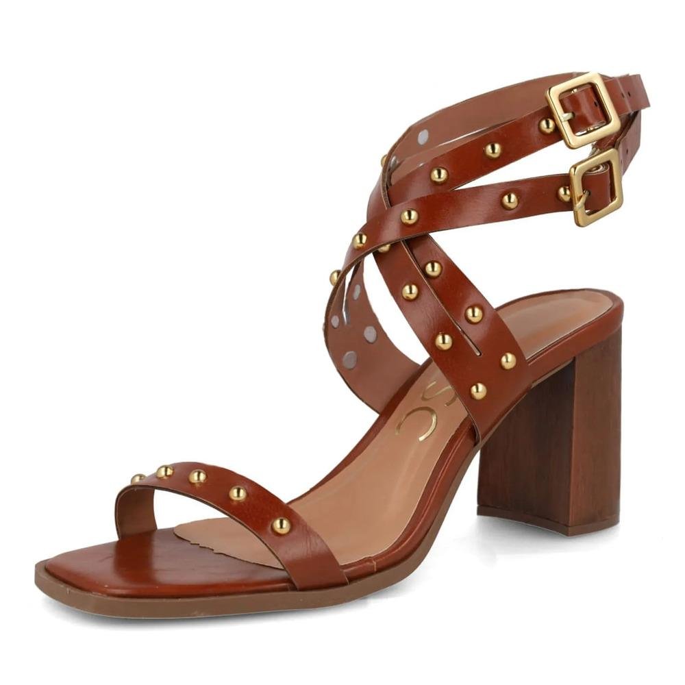 Sandália Osc Tachas Metálicas Feminina Marrom 5