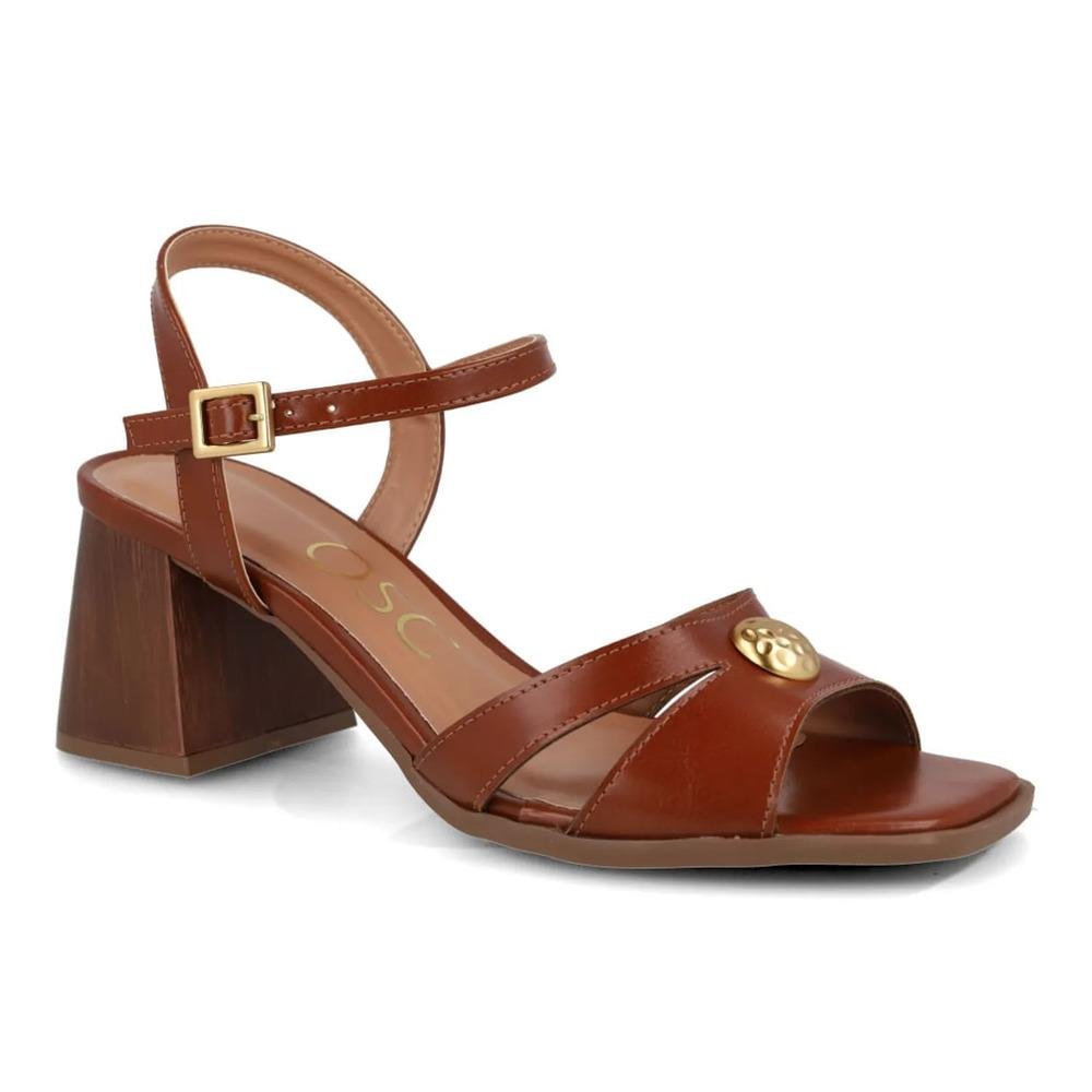 Sandália Osc Salto Bloco Feminina Marrom 3