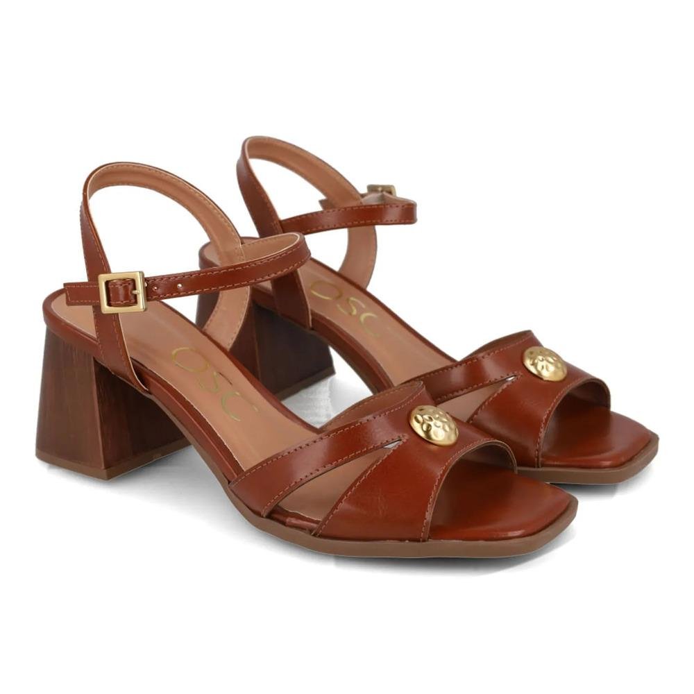 Sandália Osc Salto Bloco Feminina Marrom 4