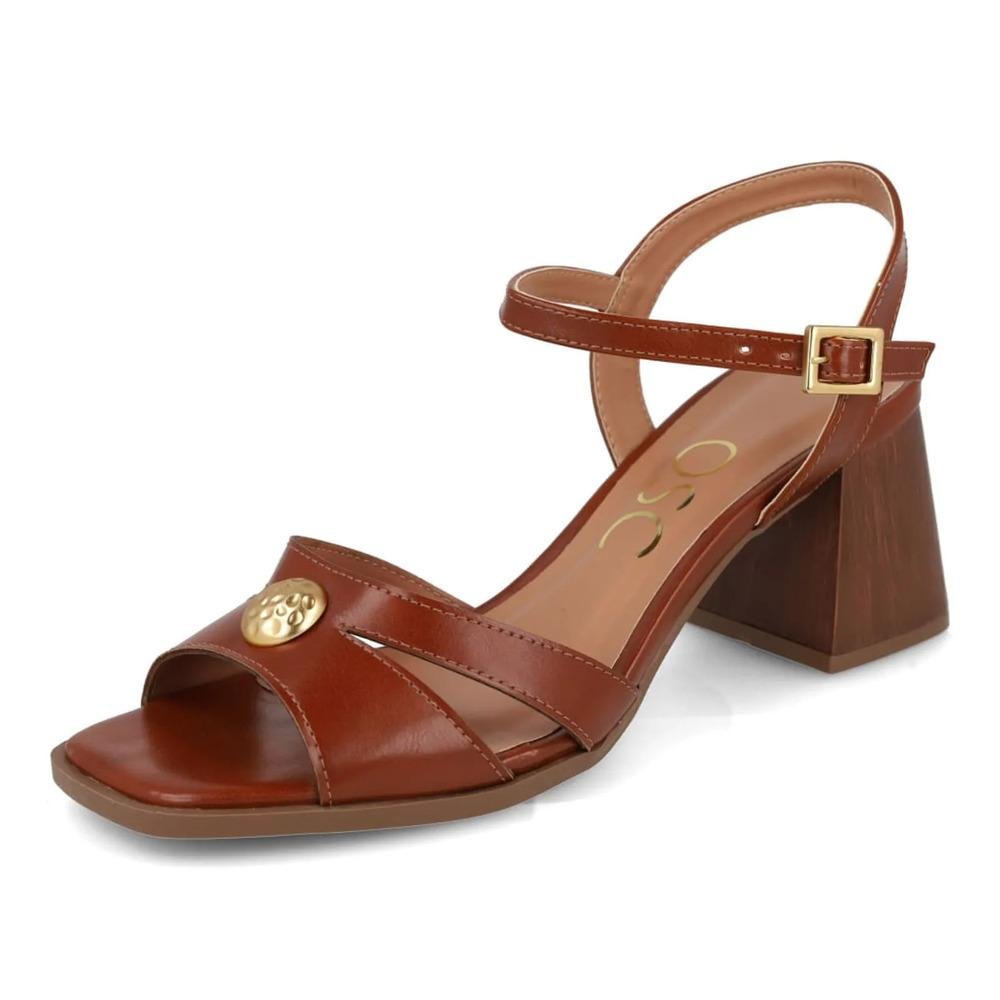 Sandália Osc Salto Bloco Feminina Marrom 5