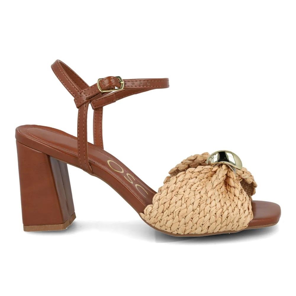 Sandália Osc Salto Bloco Tira Trançada Feminina