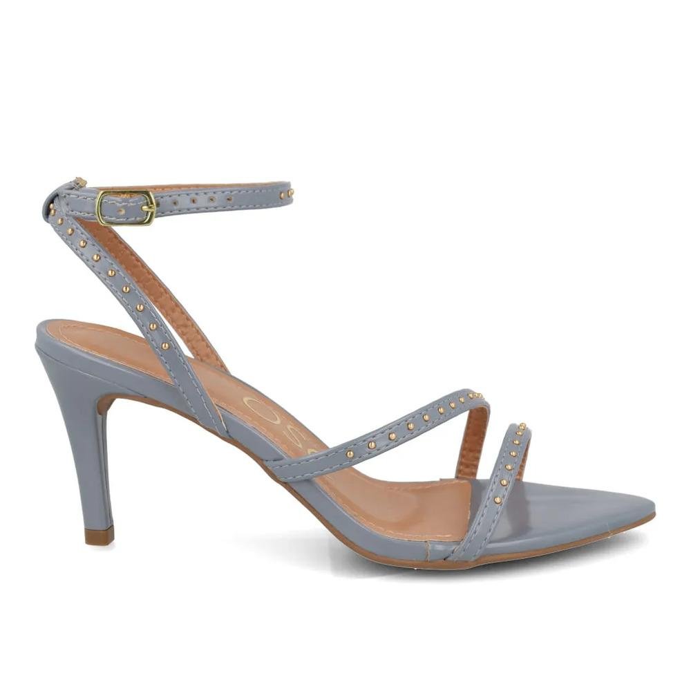 Sandália Osc Salto Fino Detalhes Metalizados Feminina Azul 1