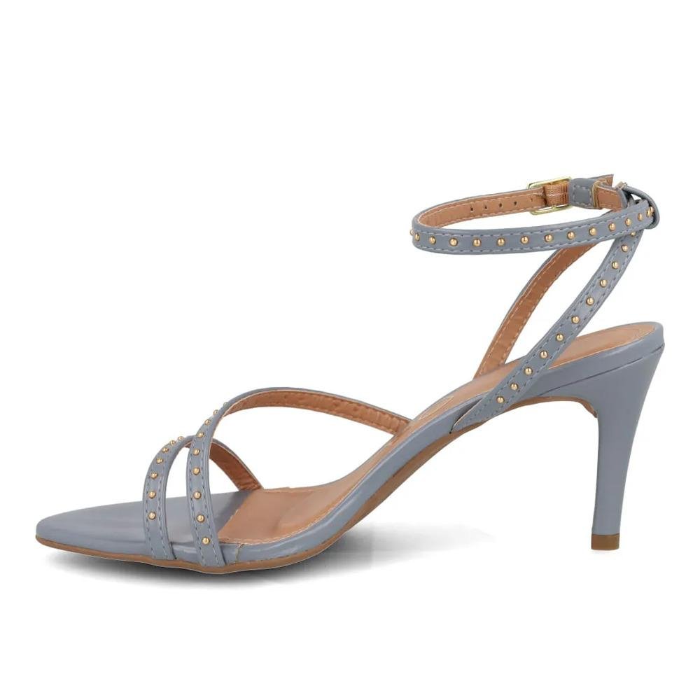 Sandália Osc Salto Fino Detalhes Metalizados Feminina Azul 2