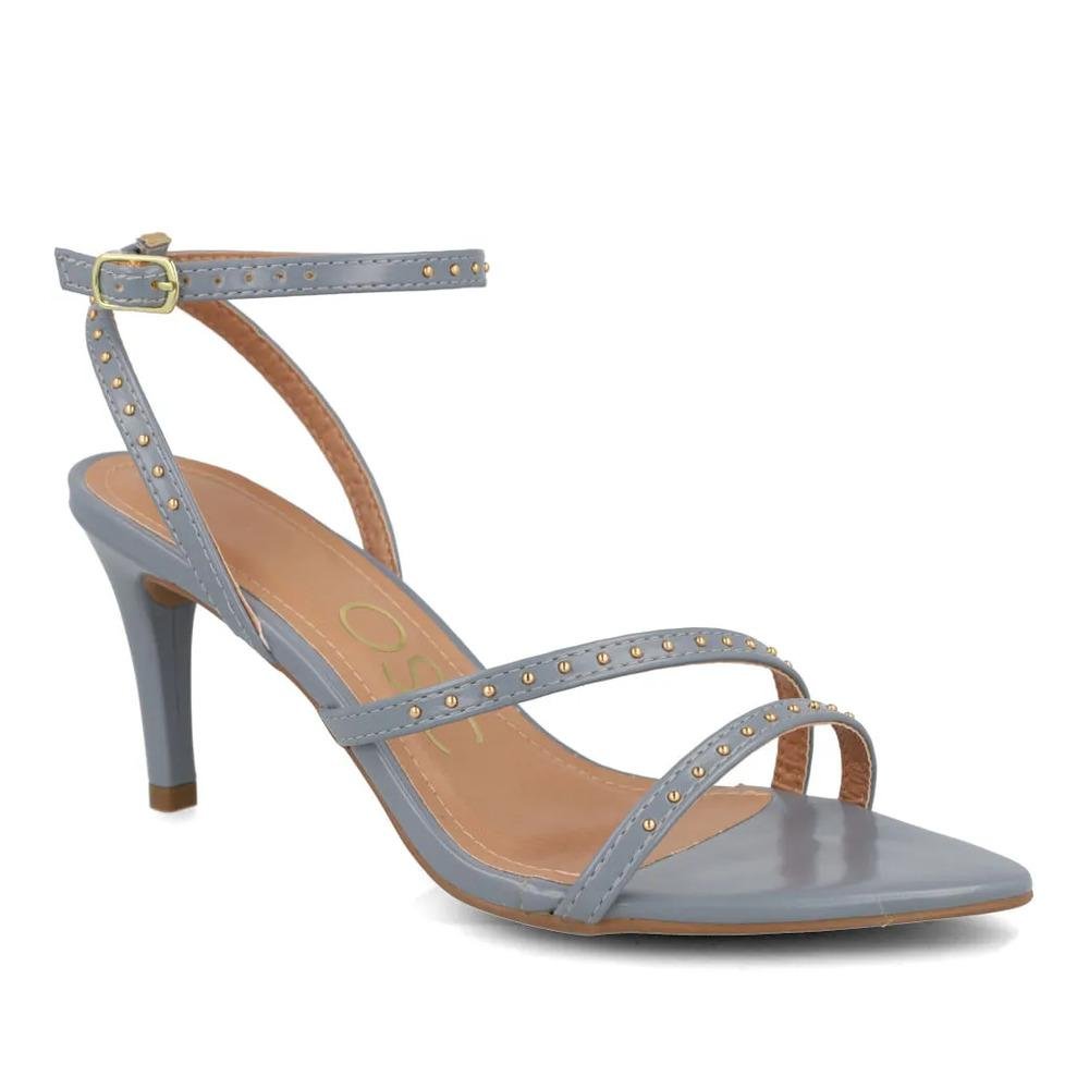 Sandália Osc Salto Fino Detalhes Metalizados Feminina Azul 3