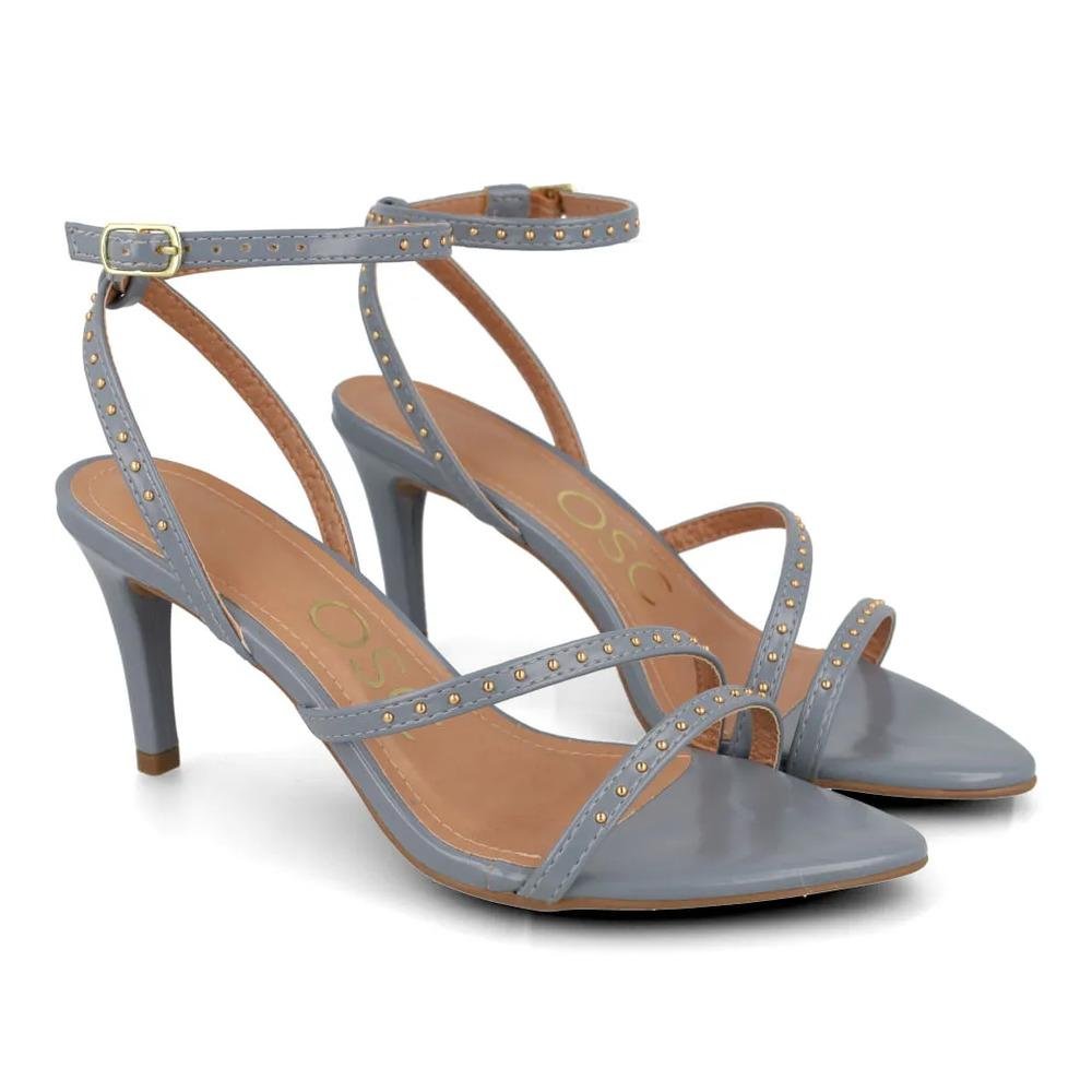 Sandália Osc Salto Fino Detalhes Metalizados Feminina Azul 4