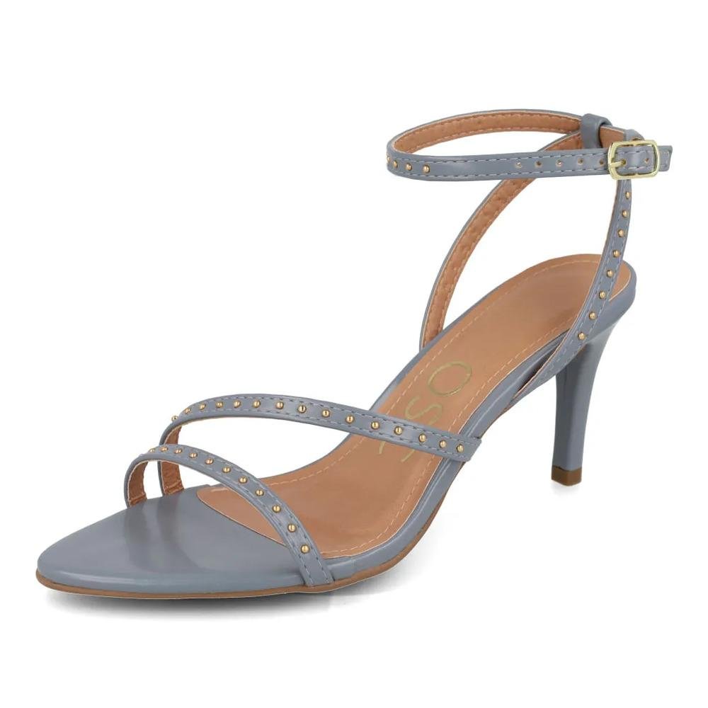 Sandália Osc Salto Fino Detalhes Metalizados Feminina Azul 5