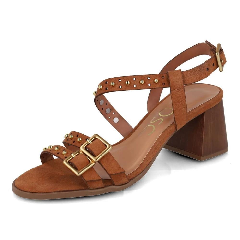Sandália Osc Salto Baixo Feminina Marrom 5