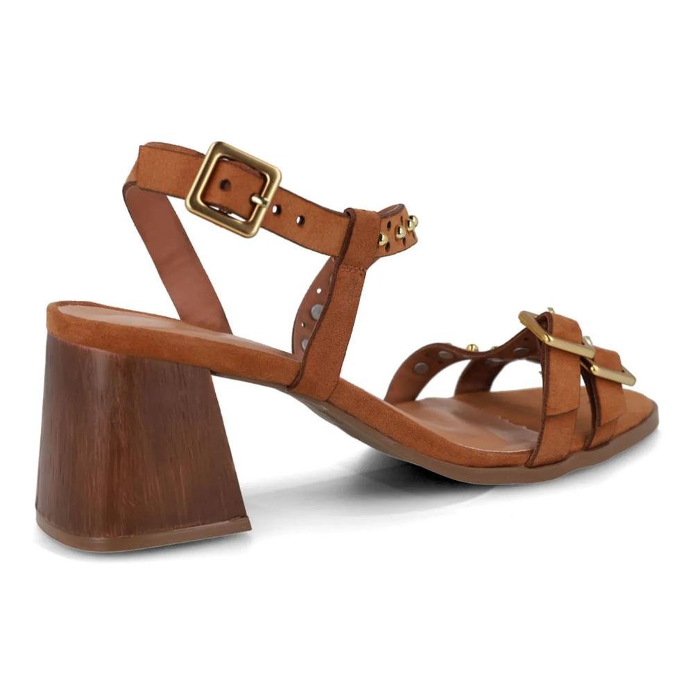 Sandália Osc Salto Baixo Feminina Marrom 6