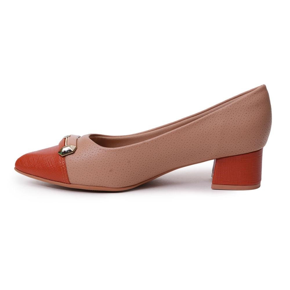 Sapato Piccadilly Salto Grosso Fivela Feminino Caramelo 2