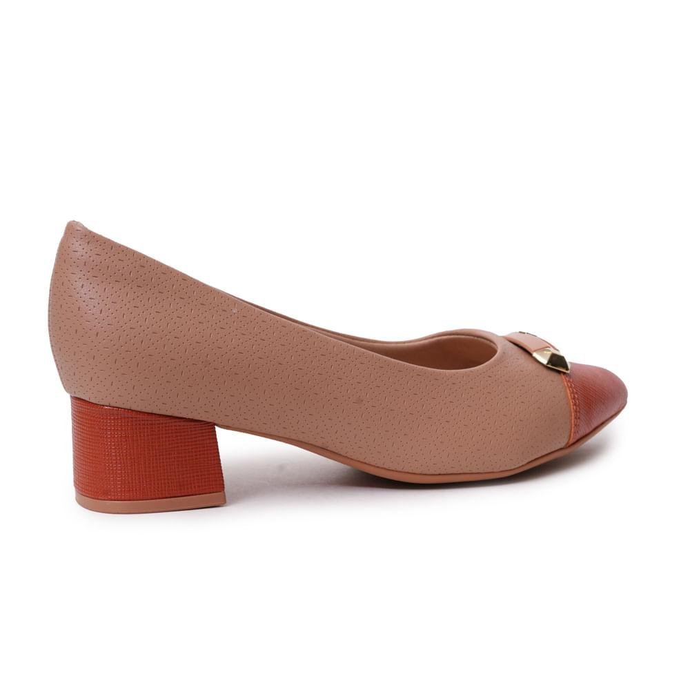 Sapato Piccadilly Salto Grosso Fivela Feminino Caramelo 6