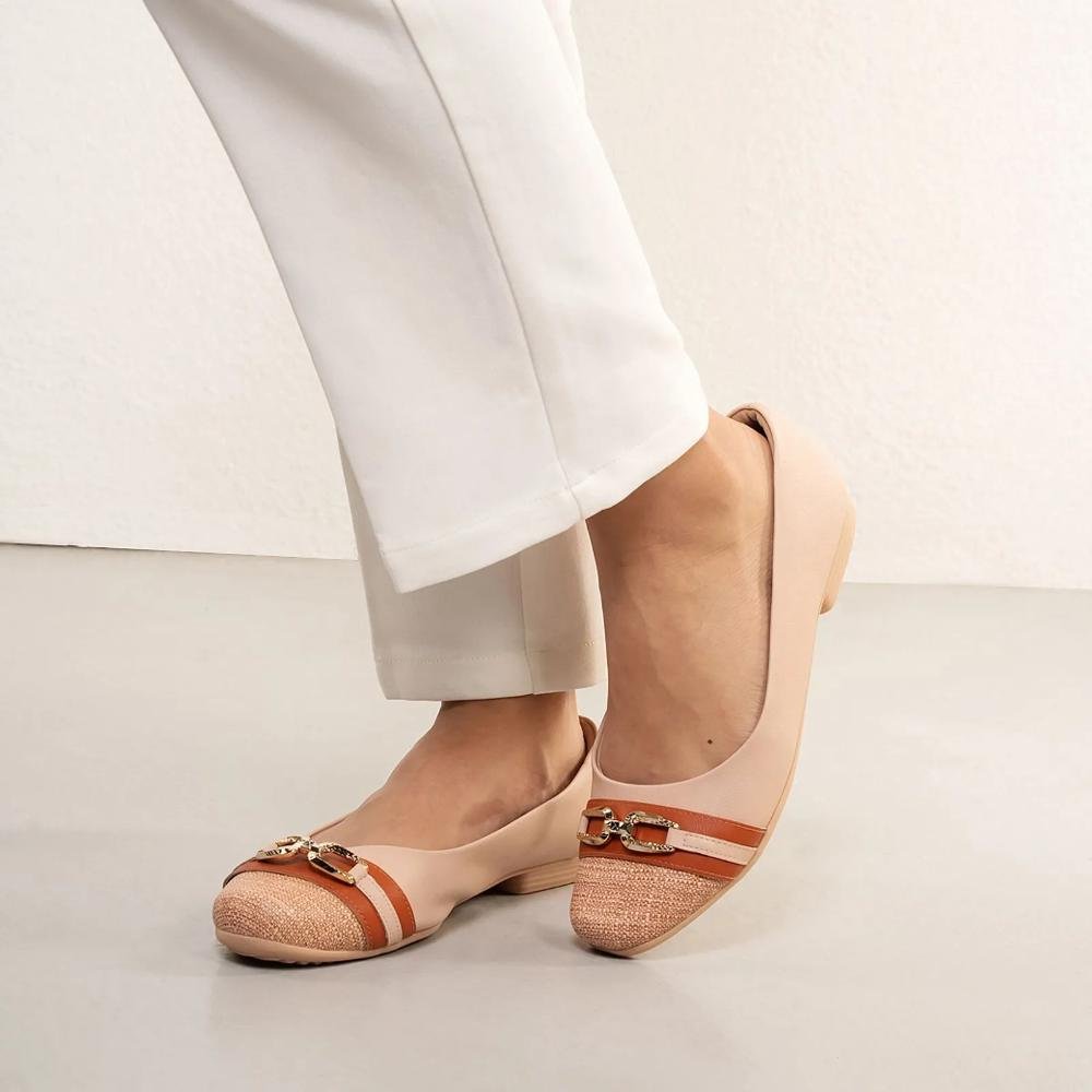 Sapatilha Piccadilly Bico Fino Fivela Feminina Rosé 10