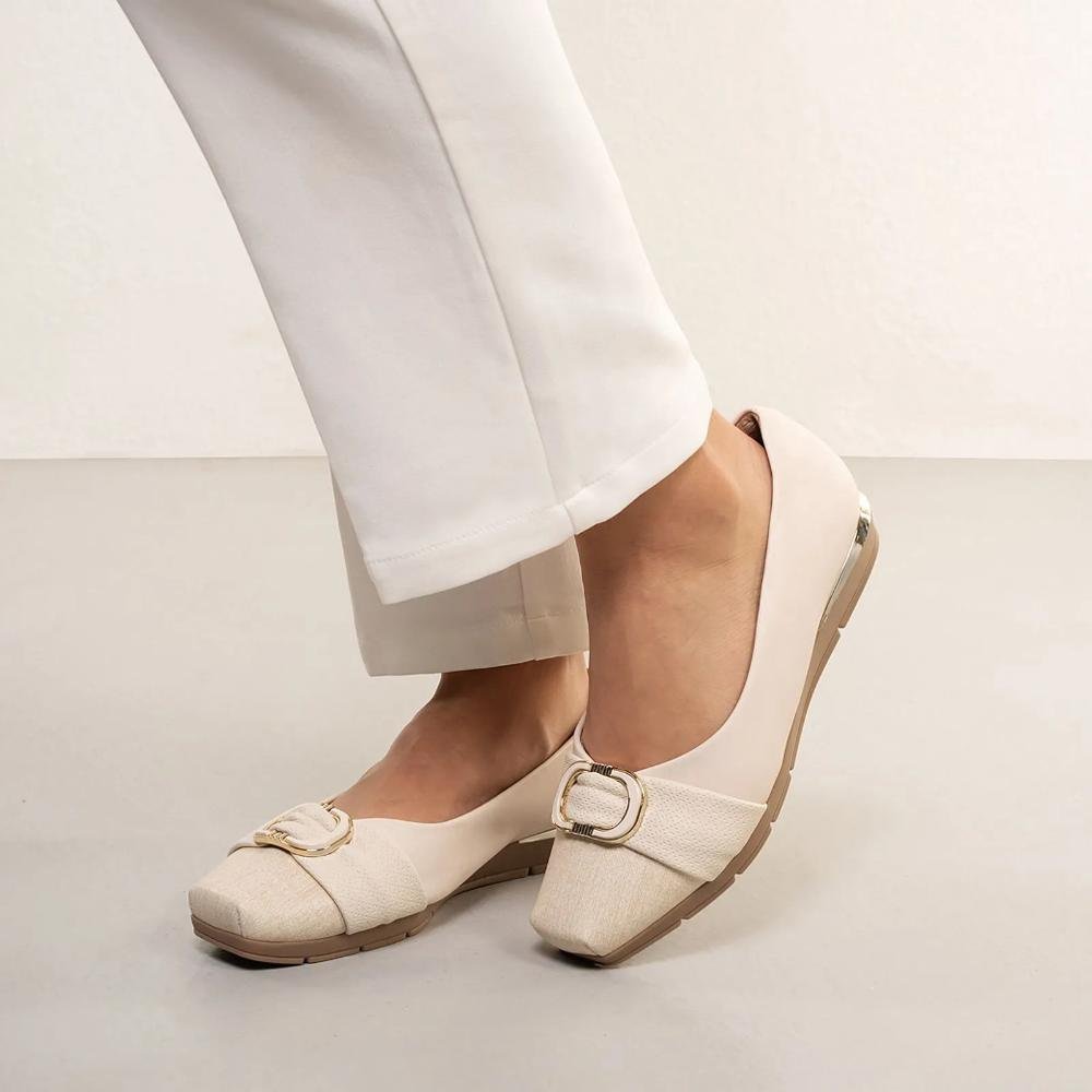 Sapatilha Piccadilly Laço Feminina Branco Off 8