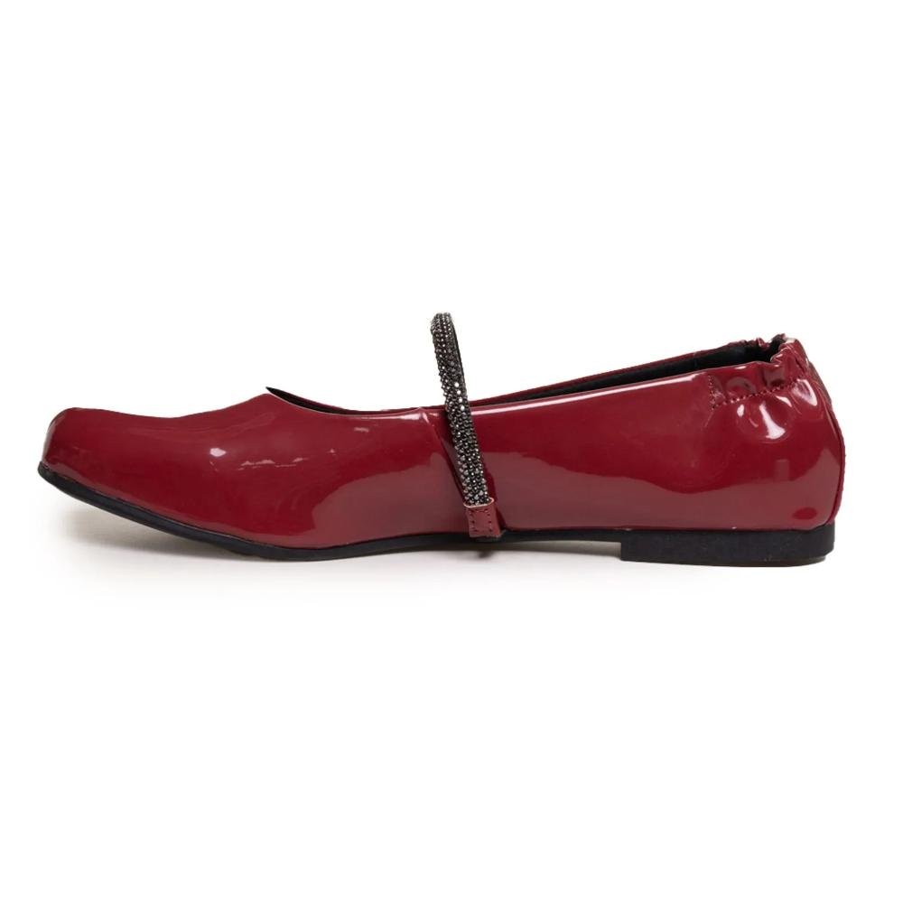 Sapatilha Quiz Tira Brilho Verniz Feminina Vermelho 3