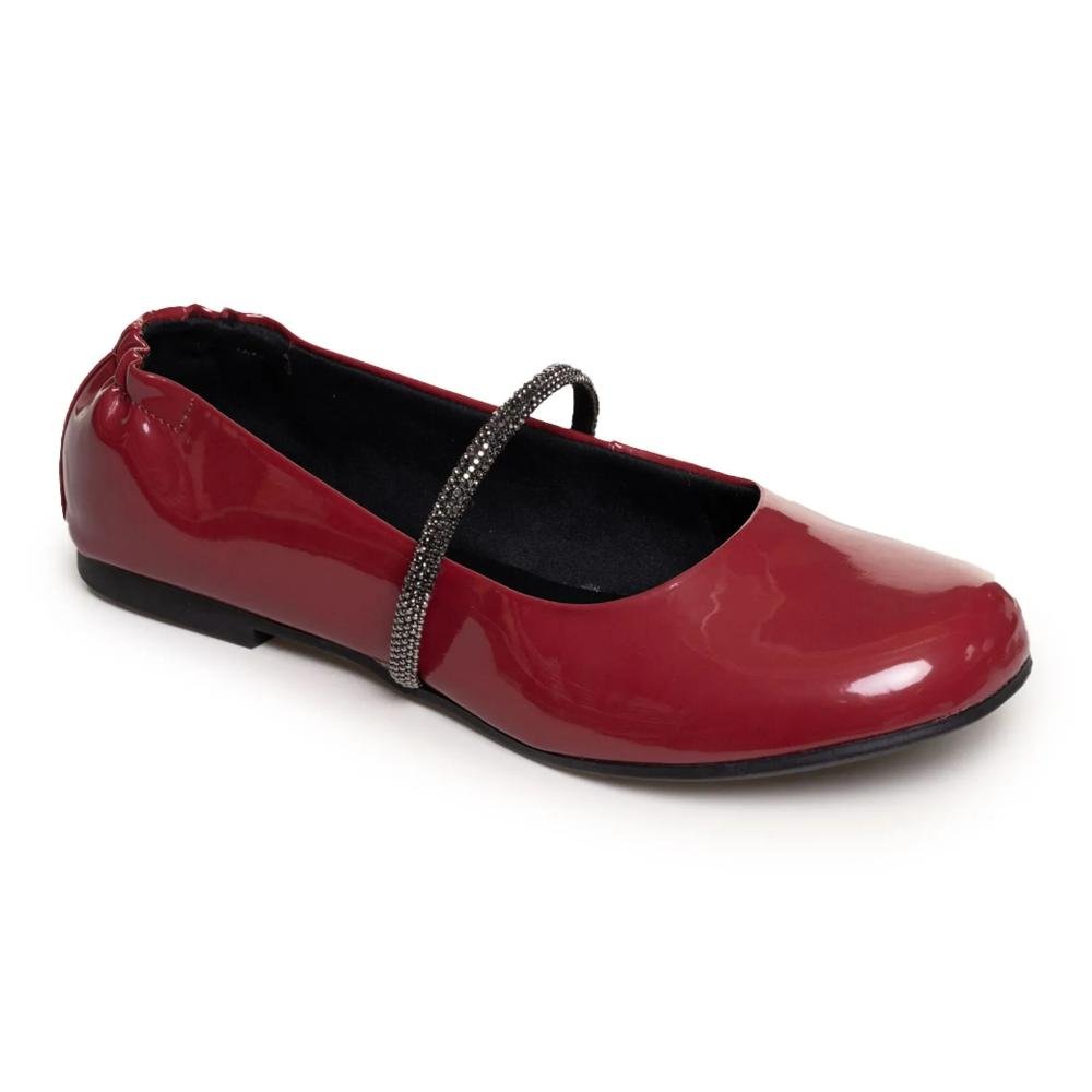 Sapatilha Quiz Tira Brilho Verniz Feminina Vermelho 4