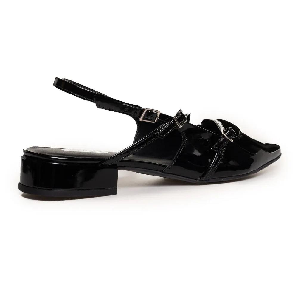 Sapato Quiz Fivelas Bico Fino Feminino Preto 6