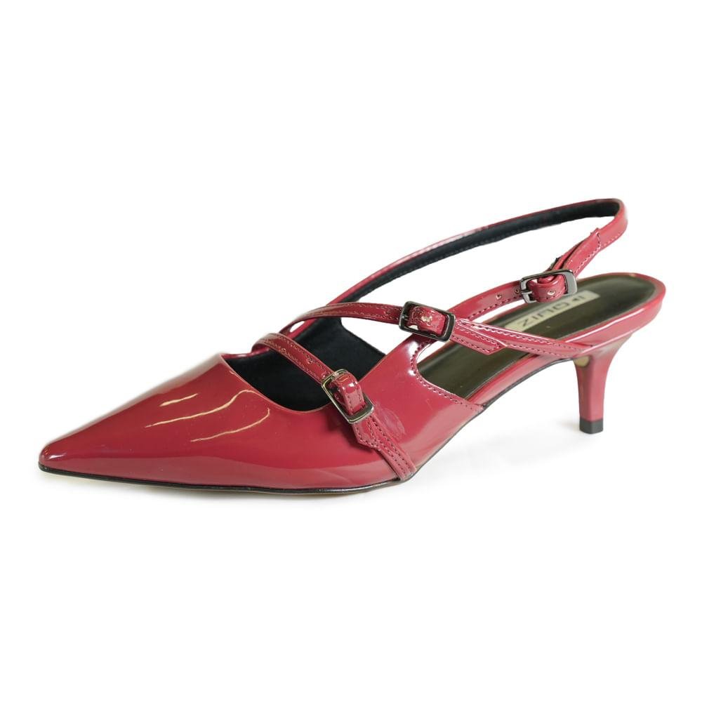 Sapato Quiz Scarpin Verniz Fivela Feminino Vermelho 5