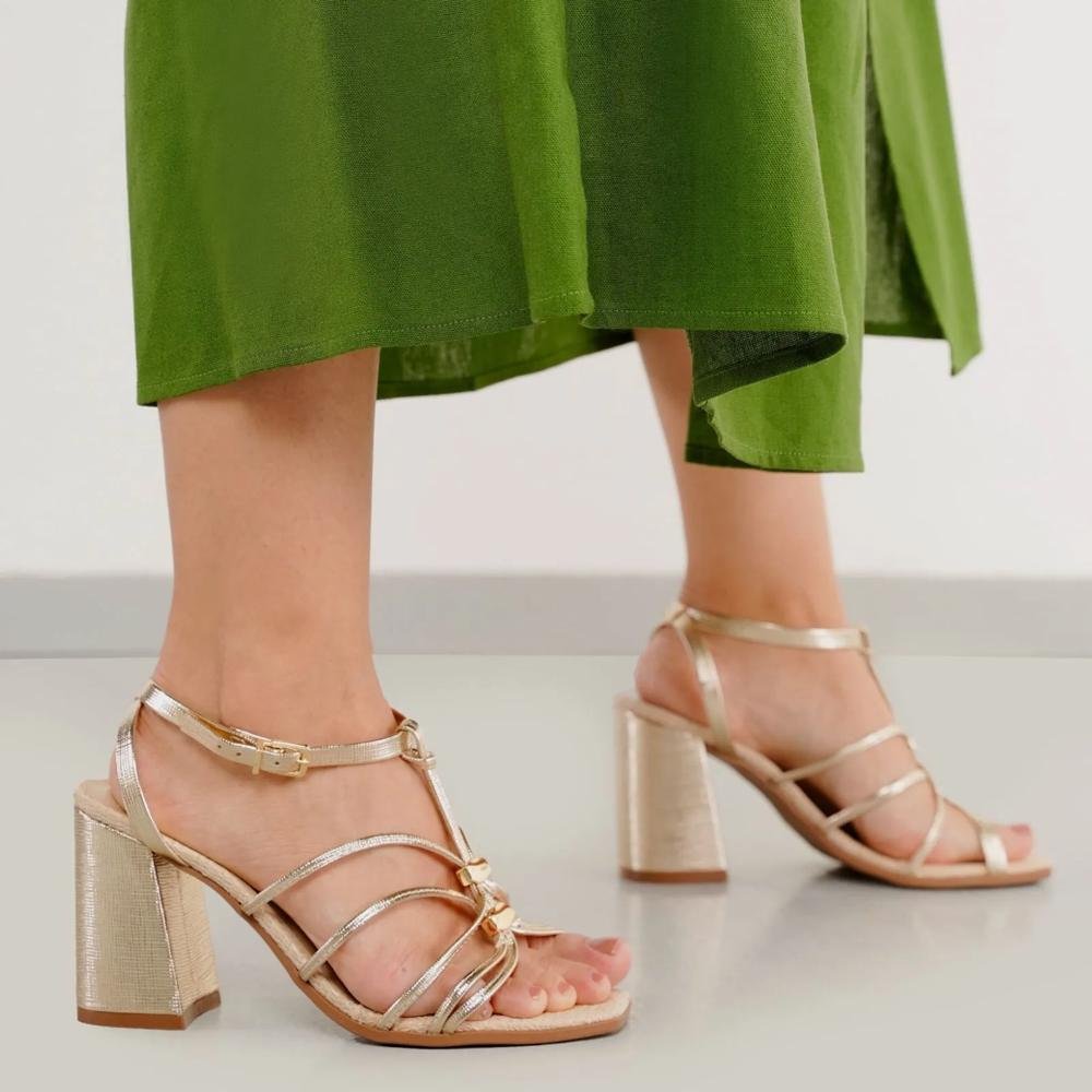 Sandália Ramarim Tiras Finas Feminina Dourado 7