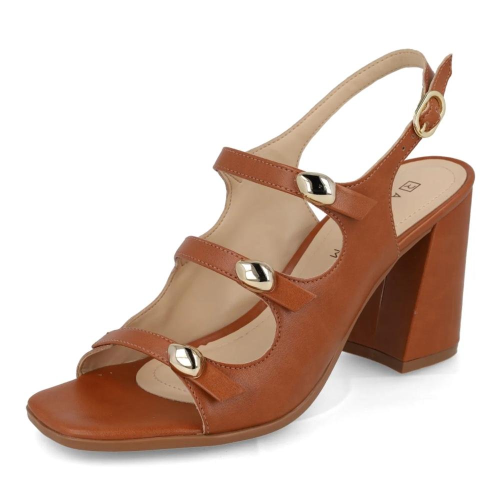 Sandália Ramarim Tiras e Apliques Feminina Marrom 4