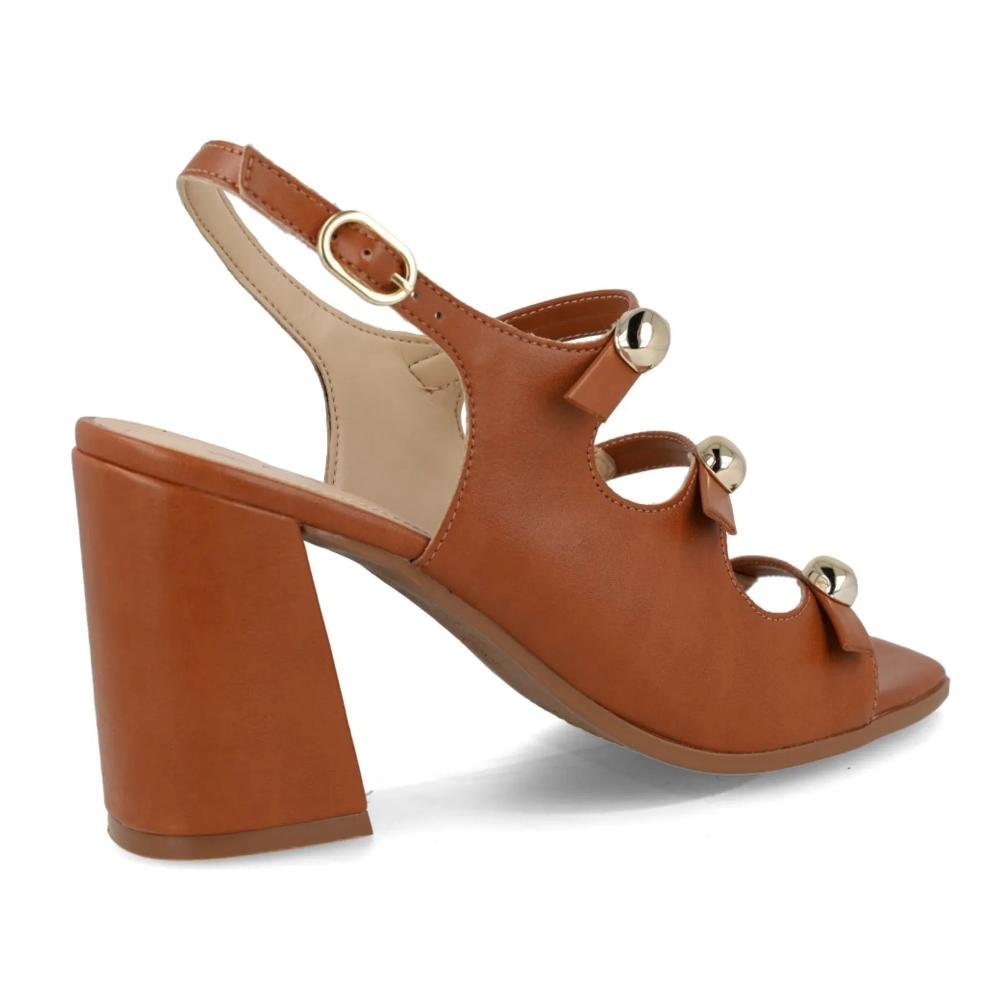 Sandália Ramarim Tiras e Apliques Feminina Marrom 5