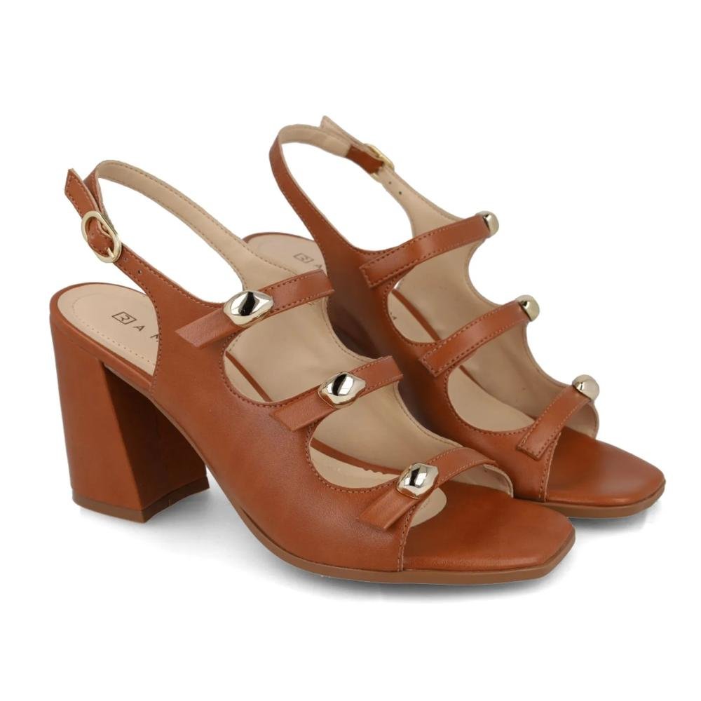 Sandália Ramarim Tiras e Apliques Feminina Marrom 6