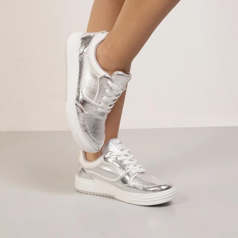 Tênis Via Marte Casual Metalizado Feminino Prata 8