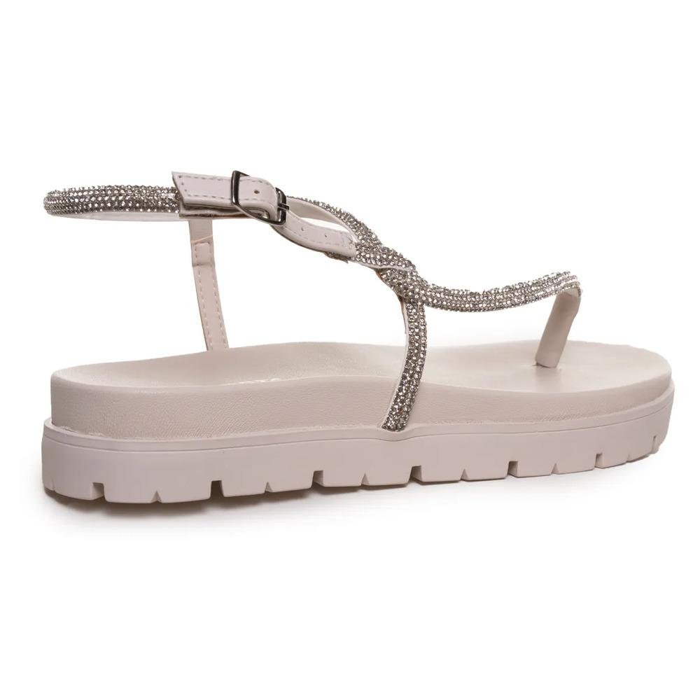 Sandália Via Marte Rasteira Brilho Feminina Branco 6