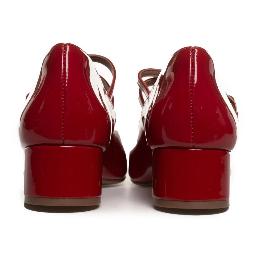 Sapato Via Marte Salto Bloco Fivela Feminino Vermelho