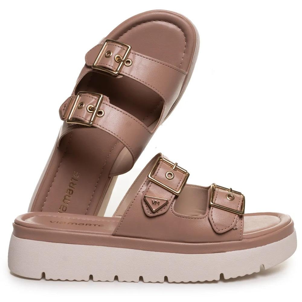 Tamanco Via Marte Anabela Fivelas Feminino Bege 5