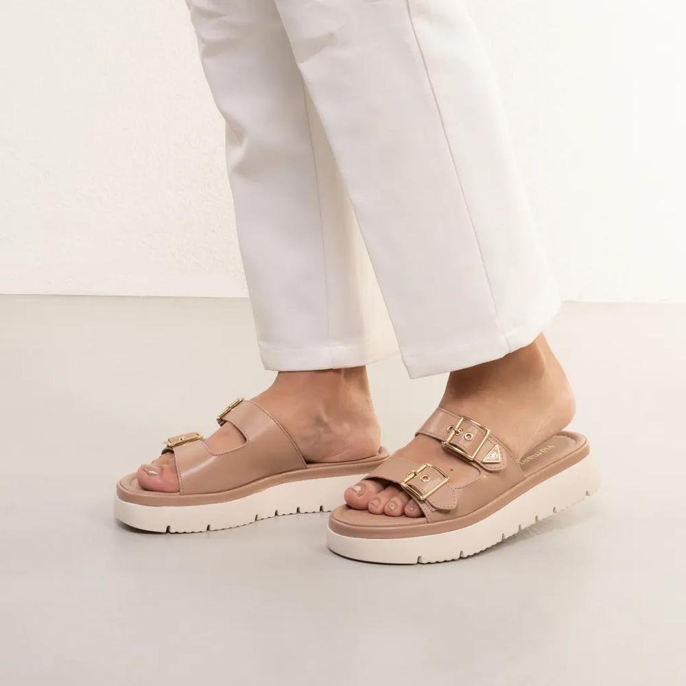 Tamanco Via Marte Anabela Fivelas Feminino Bege 8