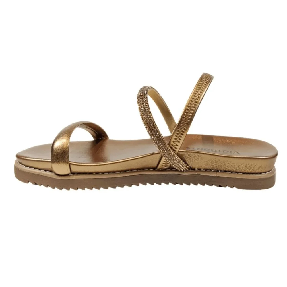 Sandália Via Marte Papete Elástico Feminina Bronze 2