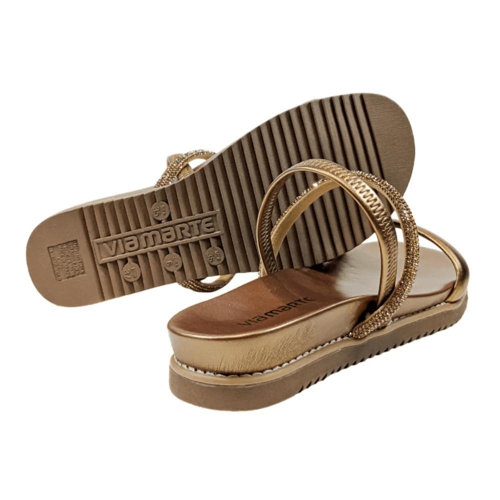 Sandália Via Marte Papete Elástico Feminina Bronze 5