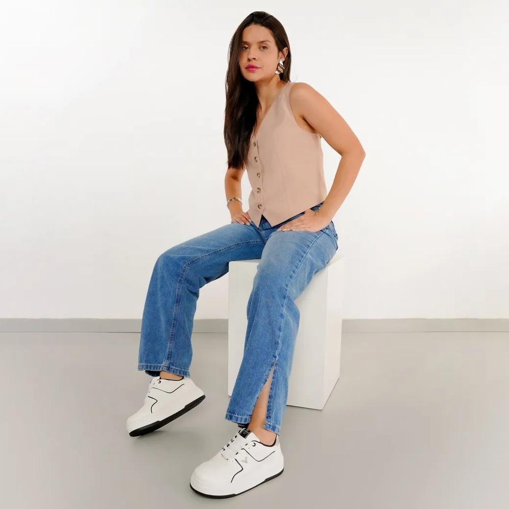 Tênis Via Marte Plataforma Feminino Branco/Preto 10