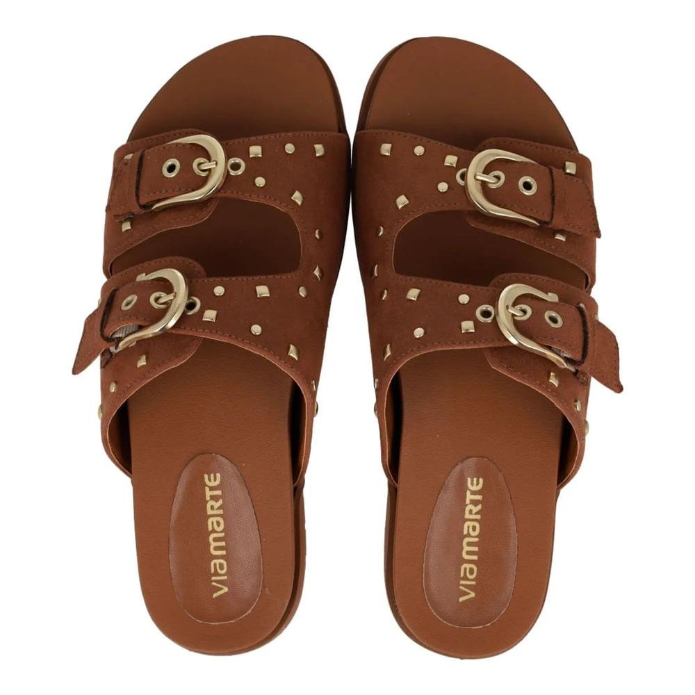 Sandália Via Marte Papete Camurça Fivela Feminina Marrom 5