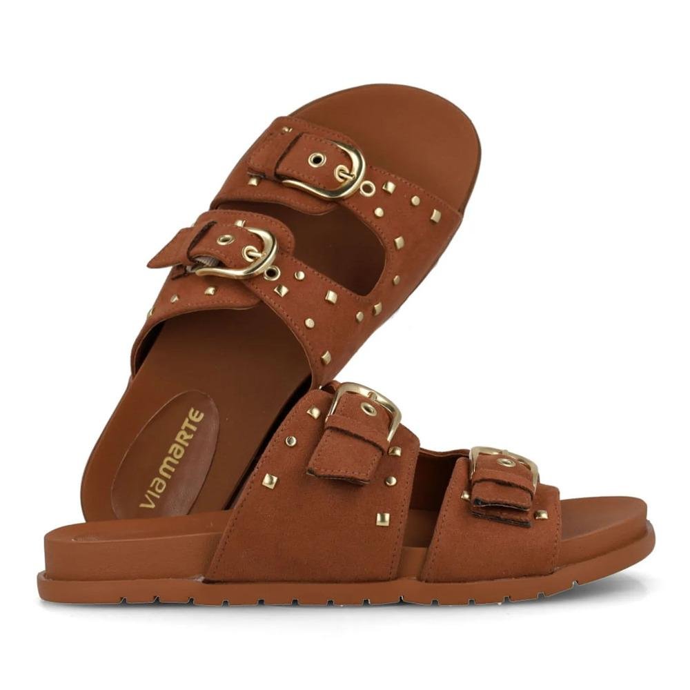 Sandália Via Marte Papete Camurça Fivela Feminina Marrom 6
