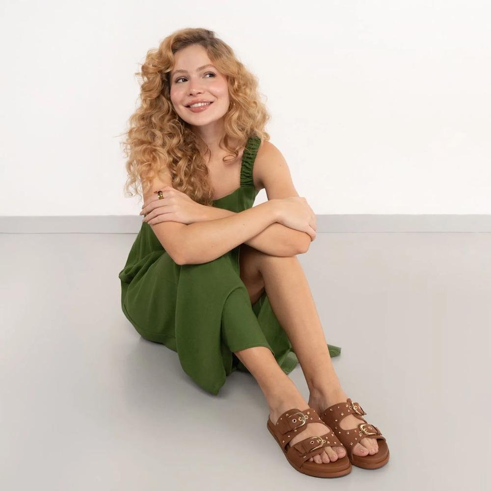 Sandália Via Marte Papete Camurça Fivela Feminina Marrom 8