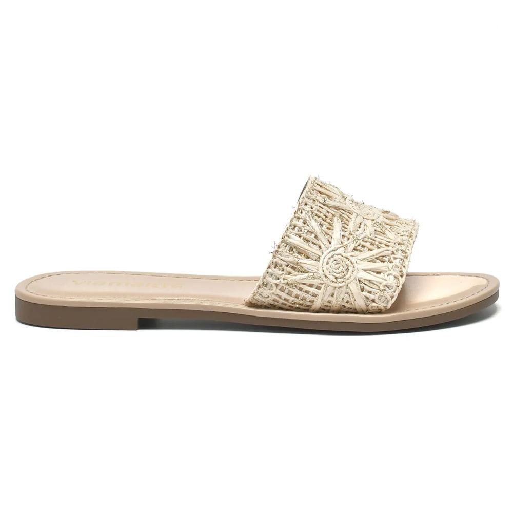 Sandália Via Marte Rasteira Bordado Floral Feminina