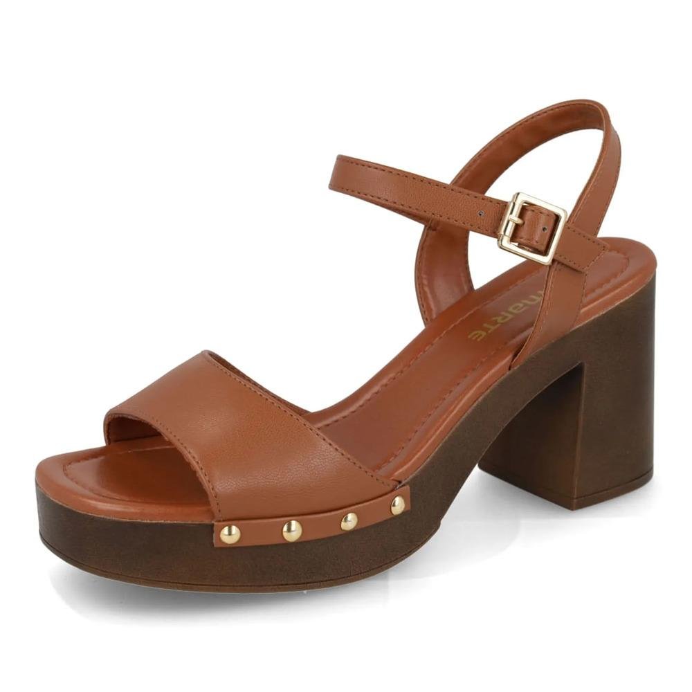 Sandália Via Marte Salto Bloco Feminina Marrom 5