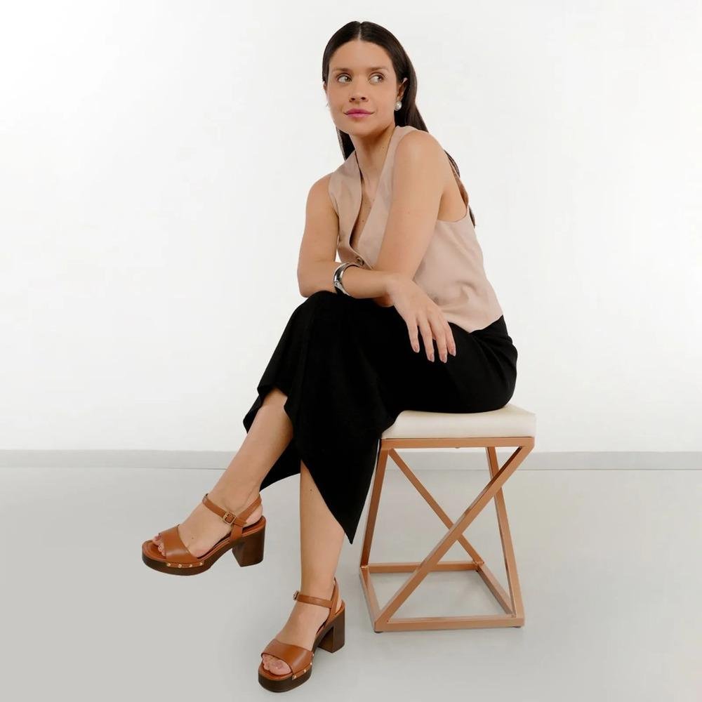 Sandália Via Marte Salto Bloco Feminina Marrom 8