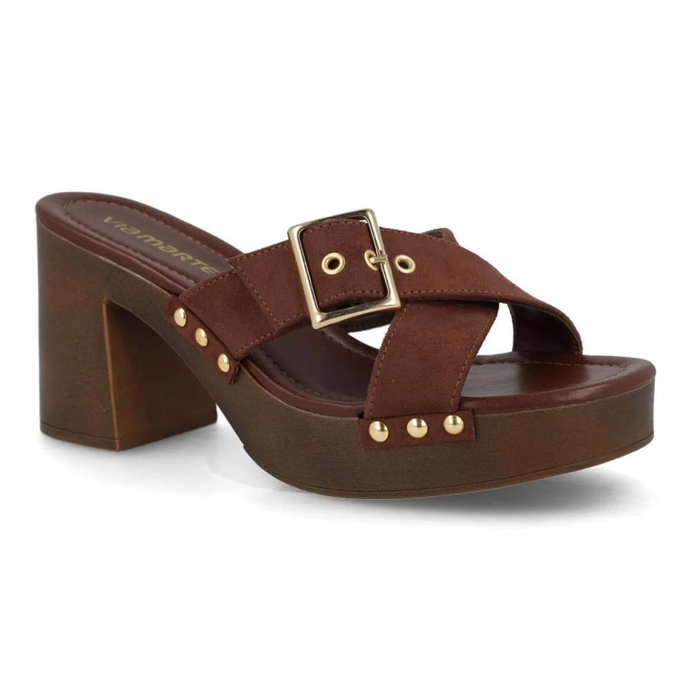 Tamanco Via Marte Tiras Cruzadas Feminino Marrom 3