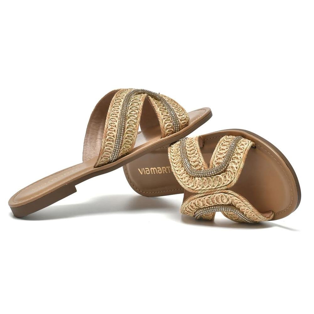 Sandália Via Marte Rasteira Detalhes Feminina Bege 3
