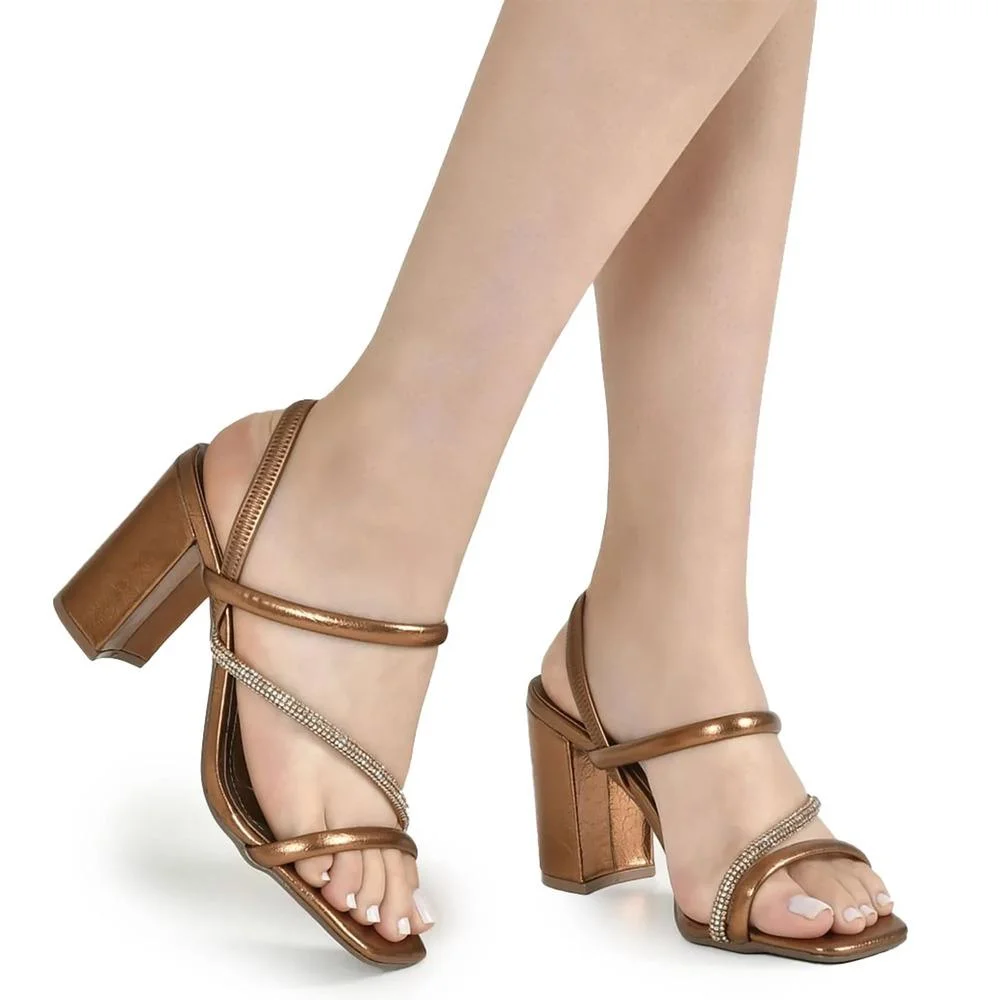 Sandália Via Marte Acabamento Brilhante Feminina Bronze 4